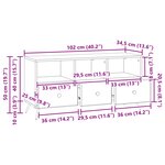 vidaXL Meuble TV Gris béton 102 x 34 5 x 50 cm Bois d'ingénierie