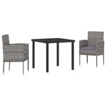 vidaXL Ensemble de salle à manger pour jardin 3 Pièces Gris Poly rotin