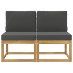 vidaXL 2 Pièce Sofa de milieu extérieur Bois d'Acacia Massif Blanc