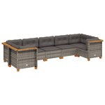 vidaXL Salon de jardin avec coussins 7 Pièces gris résine tressée