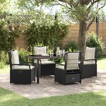 vidaXL Ensemble de jardin 5 pièces noir rattan poly