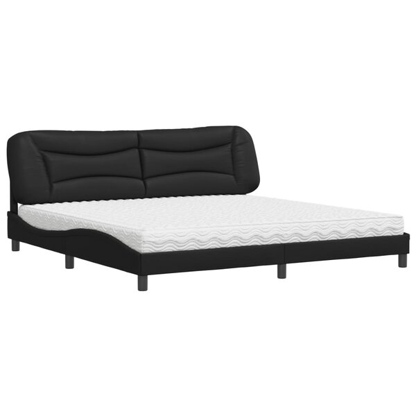 vidaXL Lit avec matelas Hvar noir 200x200 cm similicuir