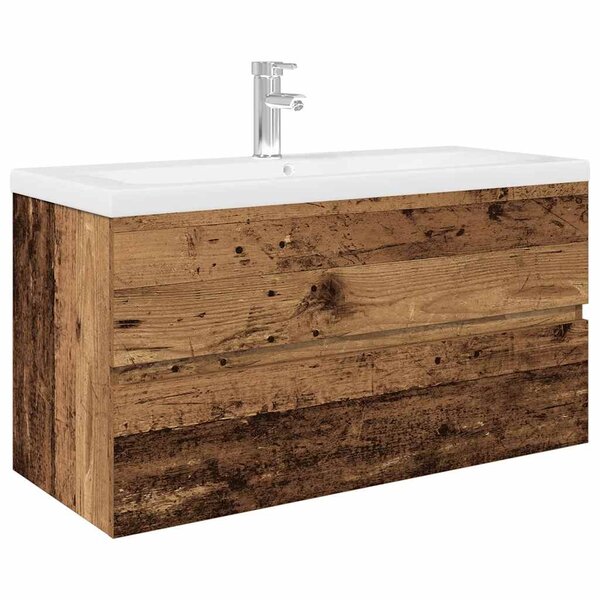 vidaXL Meuble lavabo avec bassin et robinet intégrés vieux bois