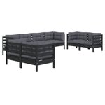 vidaXL Salon de jardin 8 Pièces avec coussins bois de pin massif