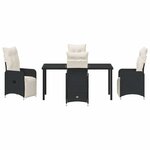 vidaXL Ensemble de salle à manger de jardin 5 pièces avec coussins en poly rotin noir