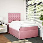 vidaXL Sommier à lattes de lit avec matelas rose 120x190 cm velours