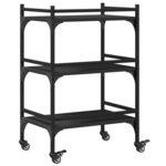 vidaXL Chariot de cuisine noir 50x35x75 5 cm bois d'ingénierie