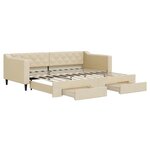 vidaXL Lit de jour avec gigogne et tiroirs sans matelas crème 90x200cm