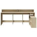vidaXL Bureau avec lumières LED chêne sonoma bois d'ingénierie