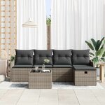 vidaXL Ensemble de canapé de jardin avec coussin 6 Pièces Gris polyrotin