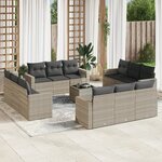 vidaXL Salon de jardin avec coussins 13 Pièces gris clair résine tressée