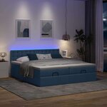 VidaXL Cadre de lit ottoman avec matelas bleu 160x200 cm tissu