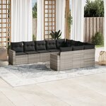 vidaXL Salon de jardin avec coussins 10 Pièces gris clair résine tressée