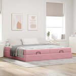 vidaXL Cadre de lit avec matelas avec matelas 2 Pièces Rose Velours