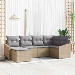 vidaXL Ensemble de canapé de jardin 6 Pièces Beige Poly rotin