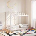 vidaXL Lit pour enfants avec toit blanc 70x140cm en bois massif de pin
