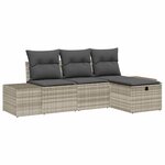 vidaXL Ensemble de canapé de jardin 4 Pièces Gris clair Poly rotin