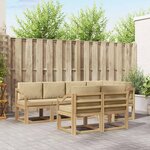 vidaXL Ensemble de canapés d'extérieur 7 pc Blanc et Beige Polyester