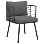 vidaXL Chaise de jardin avec coussins noir résine tressée