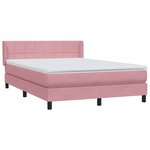 vidaXL Sommier à lattes de lit avec matelas rose 160x210 cm velours