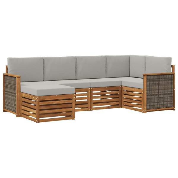 vidaXL Ensemble de canapés d'extérieur 5 pc Naturel et gris clair