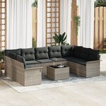 Ensemble de 10 pièces de canapé de jardin avec coussins en rotin poly gris
