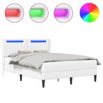vidaXL Cadre de lit avec matelas Blanc 140 x 190 cm Simili cuir