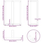 vidaXL Pieds de table de bar en T  2 pièces  blanc  60 x 35 x (90-91) cm  acier