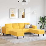 vidaXL Canapé Jaune clair 250 x 188 x 76 cm Tissu en velours côtelé
