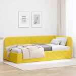 vidaXL Cadre de lit d'angle Jaune 100 x 200 cm Velours
