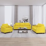 vidaXL Ensemble de canapés 3 Pièces avec coussins Jaune clair Tissu