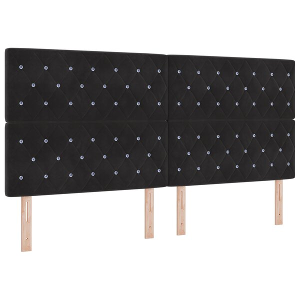 vidaXL Tête de lit capitonnée noire avec boutons en cristal - 200 cm en velours