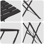 Ensemble de bistrot pliant 3 pièces en acier anthracite