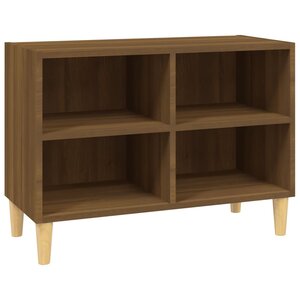 vidaXL Meuble TV avec pieds en bois massif Chêne marron 69 5x30x50 cm
