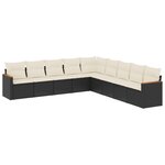 vidaXL Salon de jardin 9 Pièces avec coussins noir résine tressée