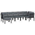 Salon de jardin meuble d'extérieur ensemble de mobilier 7 pièces résine tressée noir et gris 02_0017449