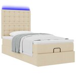 vidaXL Lit ottoman avec matelas et LED crème 90x200 cm tissu