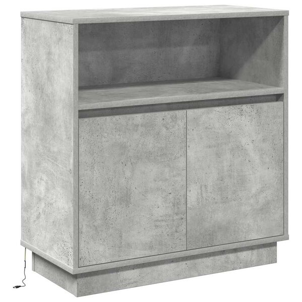 vidaXL Buffet LED Gris béton 71 x 34 5 x 75 cm Bois d'ingénierie