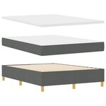 Lit à ressort vidaXL avec matelas gris foncé 160x200 cm en tissu
