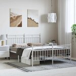 vidaXL Cadre de lit métal sans matelas et pied de lit blanc 150x200 cm
