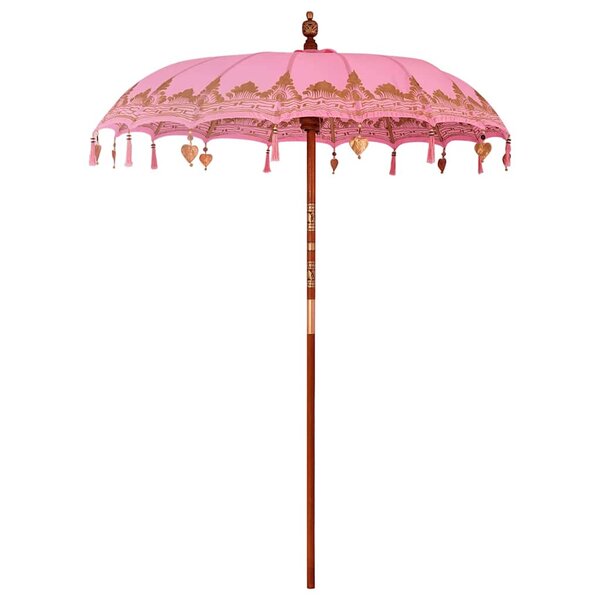 vidaXL Parasol balinais Rose (180-190) x 260 cm Coton et bois massif