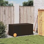 vidaXL Boîte de rangement de jardin et roues marron 190L poly rotin