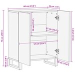 vidaXL Buffet - 60 x 33 5 x 75 cm  en bois de mangue massif.