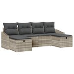 vidaXL Ensemble de canapé de jardin 6 pièces avec coussins gris clair en poly rotin
