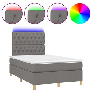 vidaXL Sommier à lattes de lit matelas LED gris foncé 120x190 cm tissu