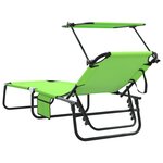 vidaXL Set de 2 Chaises Longues Pliantes avec Auvent Vert en Tissu Oxford 600D