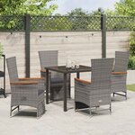 vidaXL Chaises de jardin inclinables 5 Pièces Gris Gris foncé Teinte bois