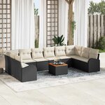 vidaXL Ensemble de canapé de jardin 11 Pièces Noir  blanc