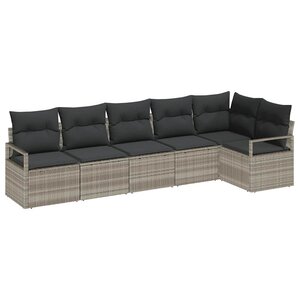 vidaXL Ensemble de canapé de jardin avec coussin 6 Pièces Gris clair