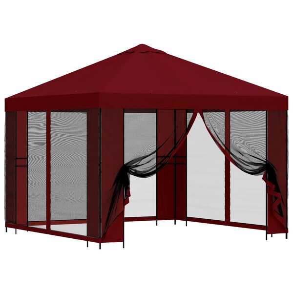 vidaXL Abri de jardin avec parois 3 x 3 m Bordeaux Polyester et Acier